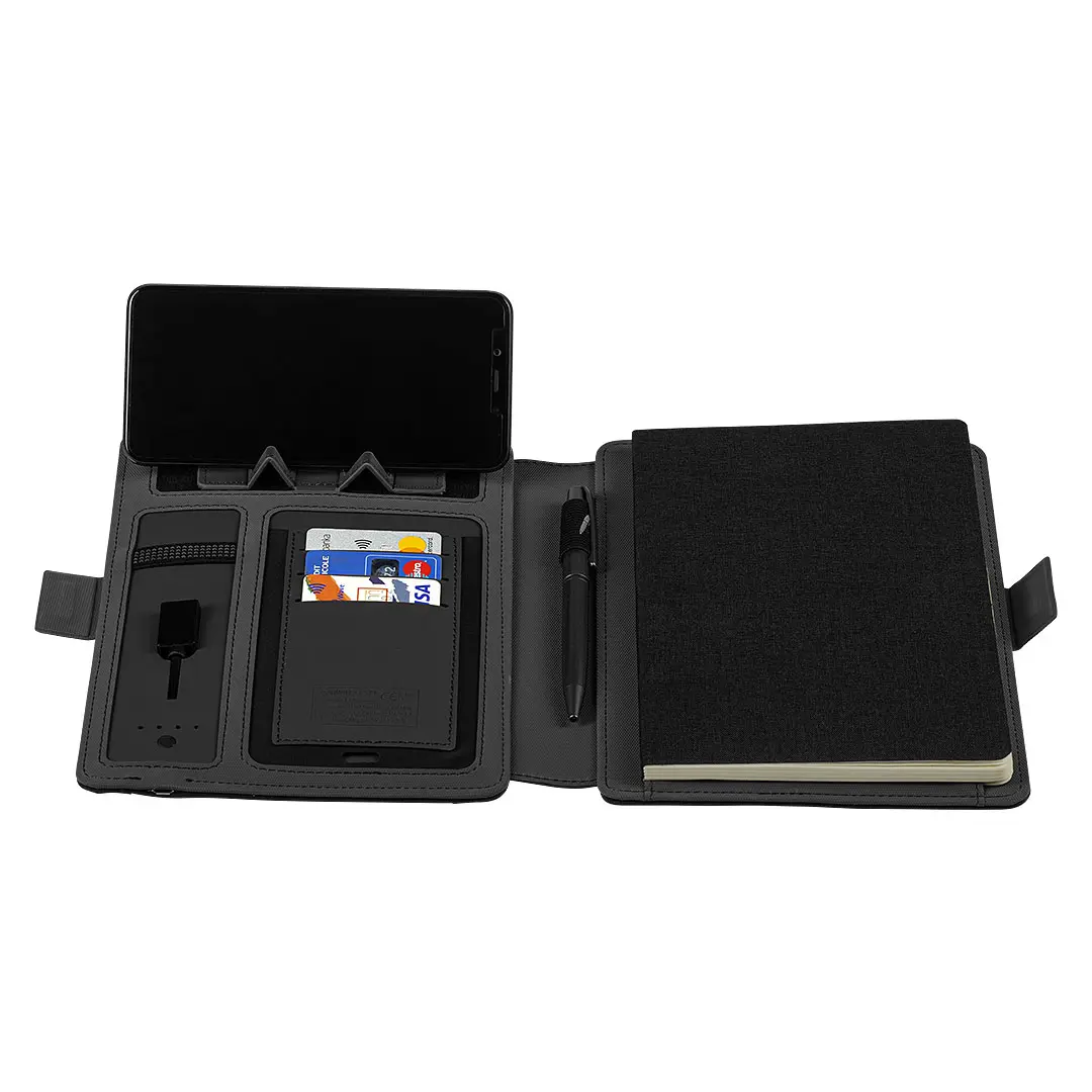 34.371.10 DARWIN - Portfolio sa notesom A5, pomoćnom baterijom 5.000 mAh i bežičnim punjenjem 15W