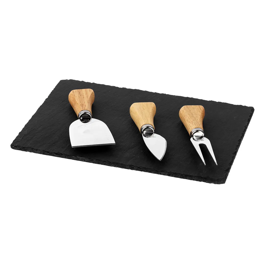 41.070.71 SLATE - Set kamena ploča i pribor za sir sa drvenom drškom, 4/1