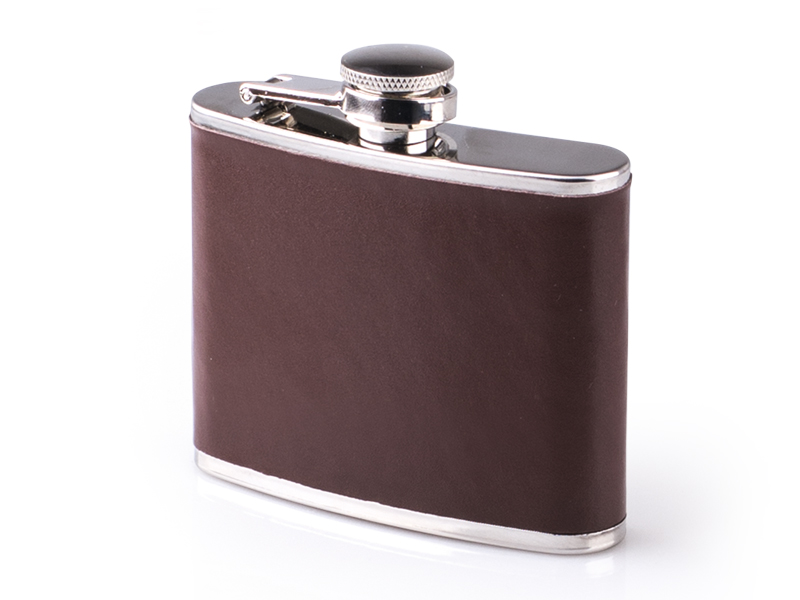 Metalna pljoska obložena eko kožom, 100 ml - SHORT ALCO (1862)