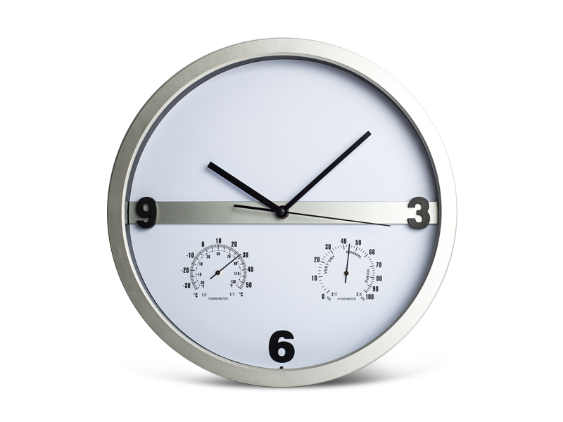Plastični zidni sat sa termometrom i hidrometrom - CLOUD (4514)