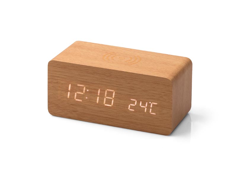 Stoni sat od bambusa sa integrisanim wireless punjenjem, micro USB kabal - TRENTO (4530)