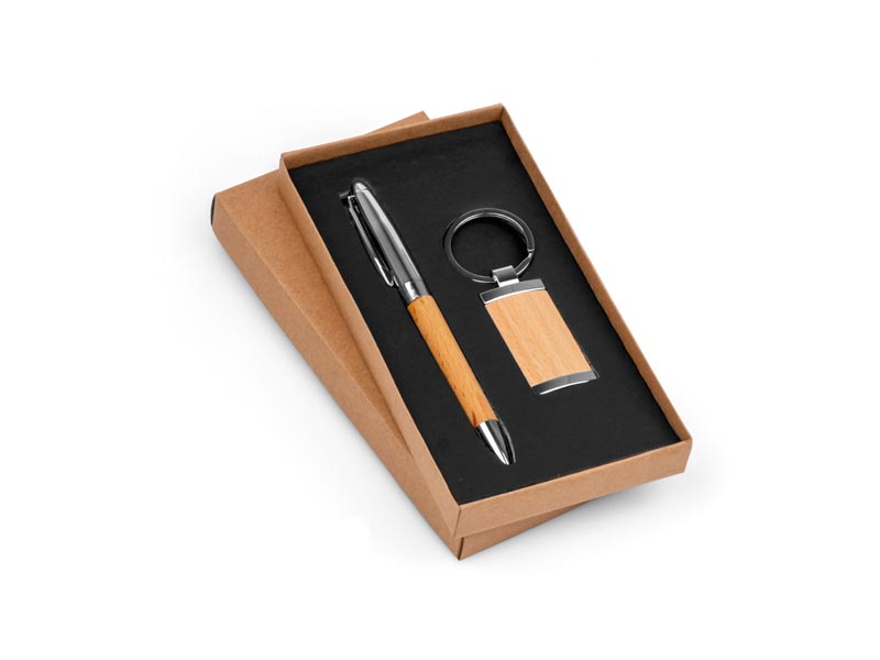 Set hemijska olovka i privezak od bambusa u poklon kutiji - HINT (5074)