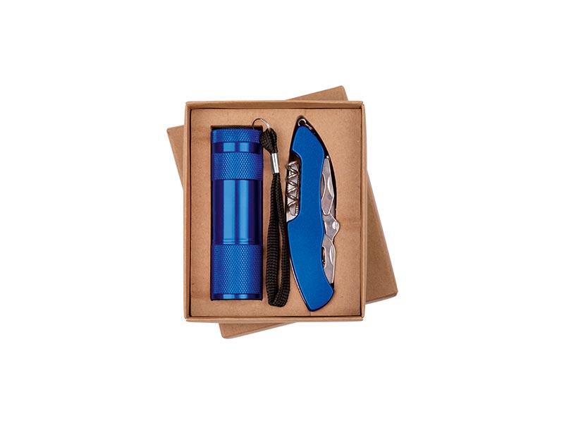Set metalni višenamenski nož i baterijska lampa sa 9 LED dioda u kartonskoj kutiji - MONDO (5540)