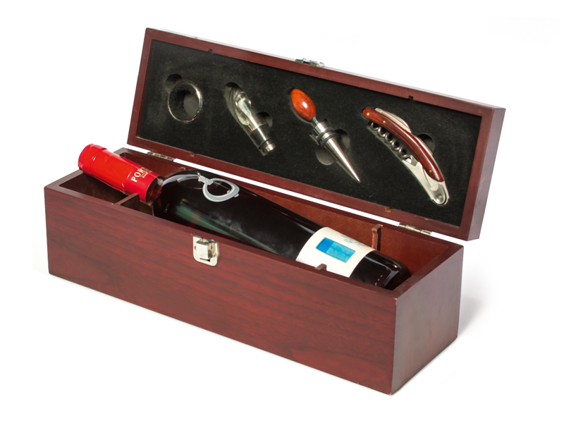 Vinski set u drvenoj poklon kutija sa 4 elementa - CLASSIC (6507)
