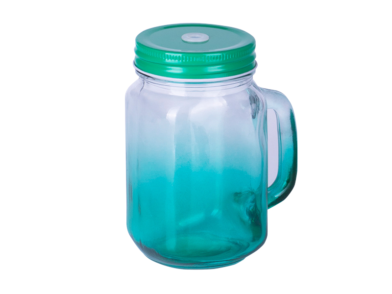 Staklena čaša-tegla sa metalnim poklopcem i plastičnom slamčicom, 450 ml - JOY (6581)