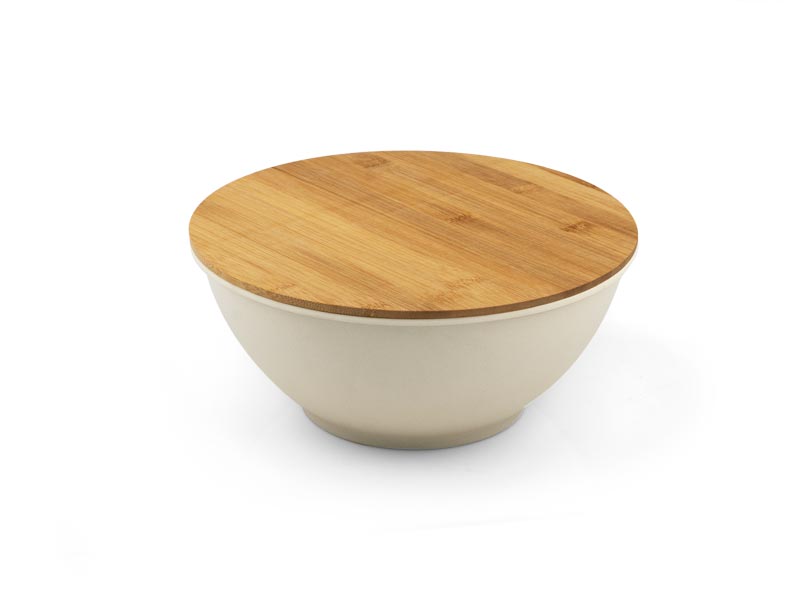 XXL Činija za salatu od pšenične slame sa poklopcem od bambusa - MENDI (6619)